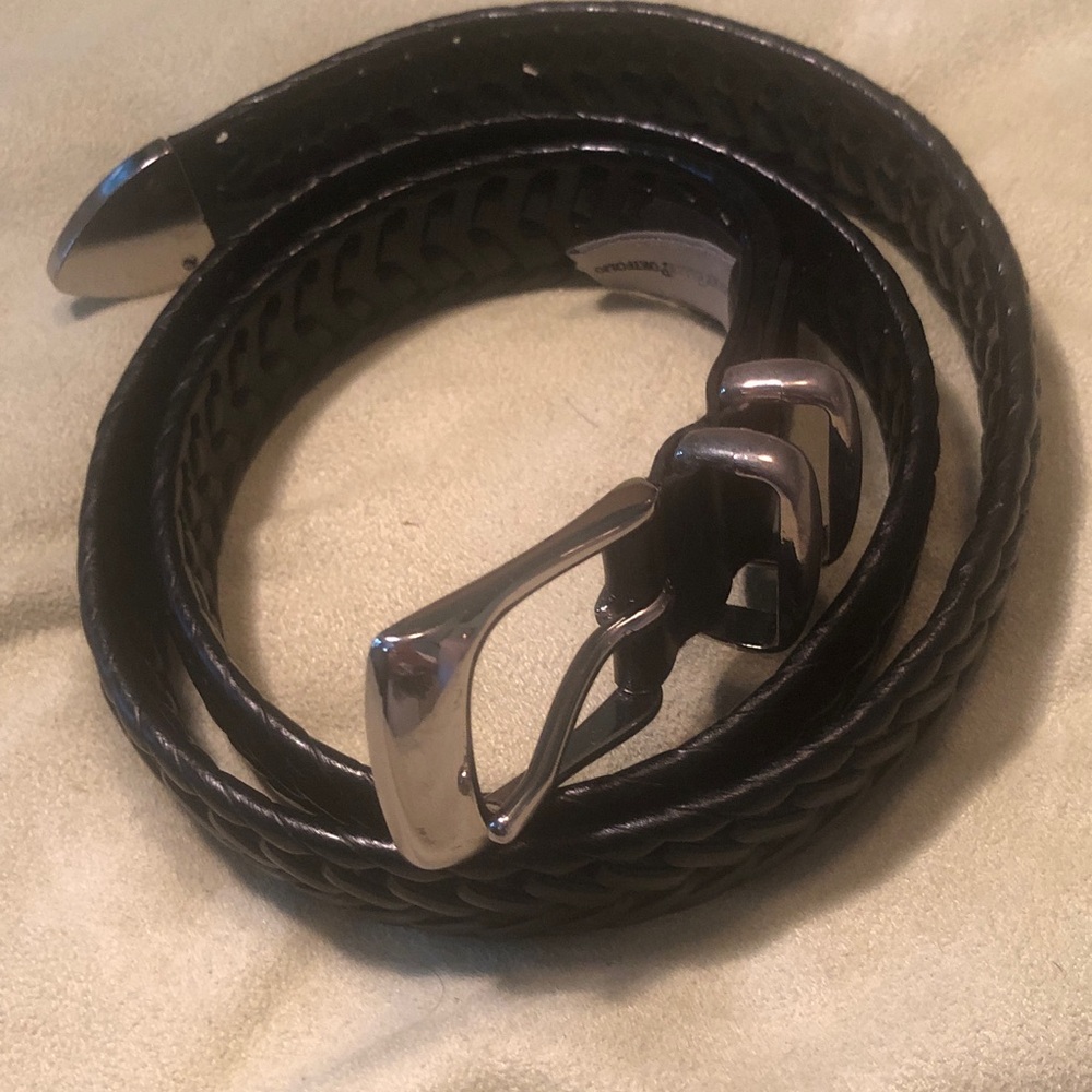 Perry Ellis Portfolio genuine leather 32” belt/brown braid/metal tongue,buckle
